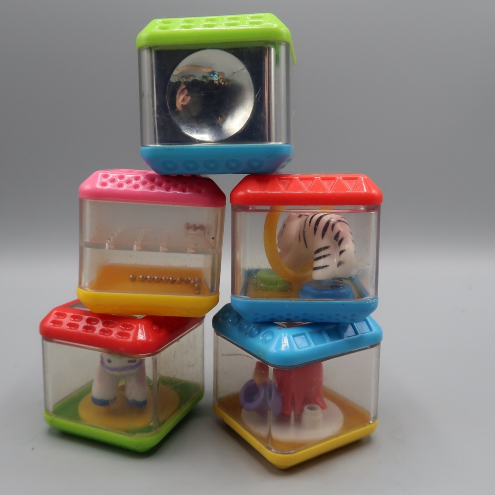 Vintage Fisher Price Peek A Boo Sensory Building Blocks Toy Lot tiger mirror bal